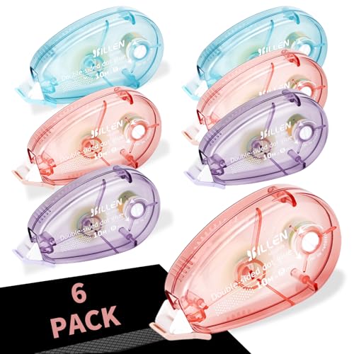 GRIRDDIV 6Pcs Colla a Nastro, Colla Roller Biadesivo, ruota per mouse, nastro adesivo per scrapbooking, per La Creazione di Album Fotografici e Biglietti Diari, 8mmx10m