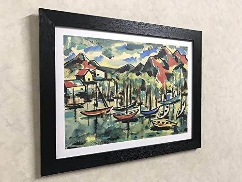 Image of Decoratus� *Harbour Goa* (1946)- Famous Painting by Francis Newton Souza, Wall D�cor Frame. Matt Satin Print with MDF & 2 inchPS Black Frame. Size 16 inchx21 inch