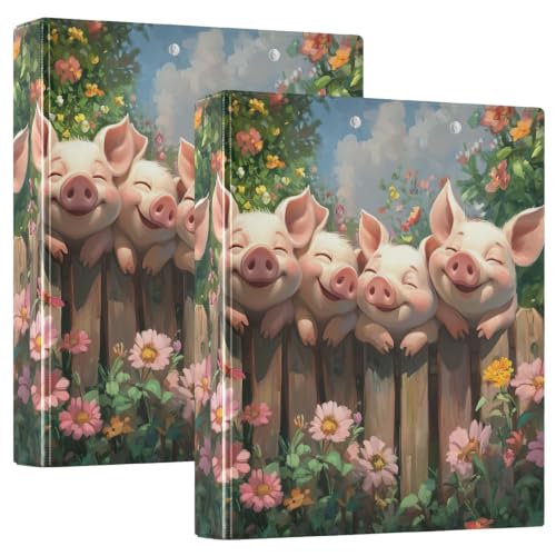 Classeur 3 anneaux 3,8 cm motif cochon coloré avec intercalaires pour bureau