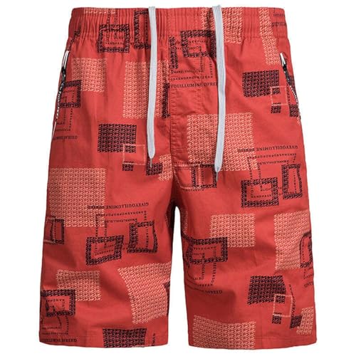 Bermuda Shorts for Men Cotton Plaid Elastic Waist Lightweight Summer Shorts Big and Tall Casual Swim Trunks 2025
