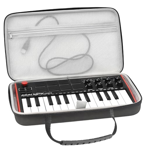 Musiin Étui clavier en velours haut de gamme compatible avec AKAI Professional MPK Mini MK3, Hercules DJControl Mix Ultra, housse de clavier pour contrôleur MIDI (gris)