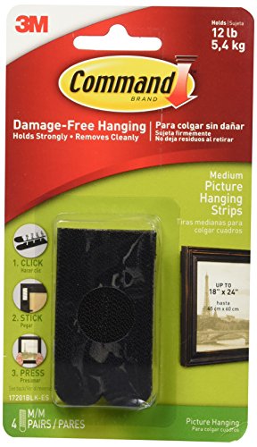 Command Bild Klebestreifen zum Aufh ngen mit Klebstoff Medium, Schwarz 4 Ea, 6 St ck