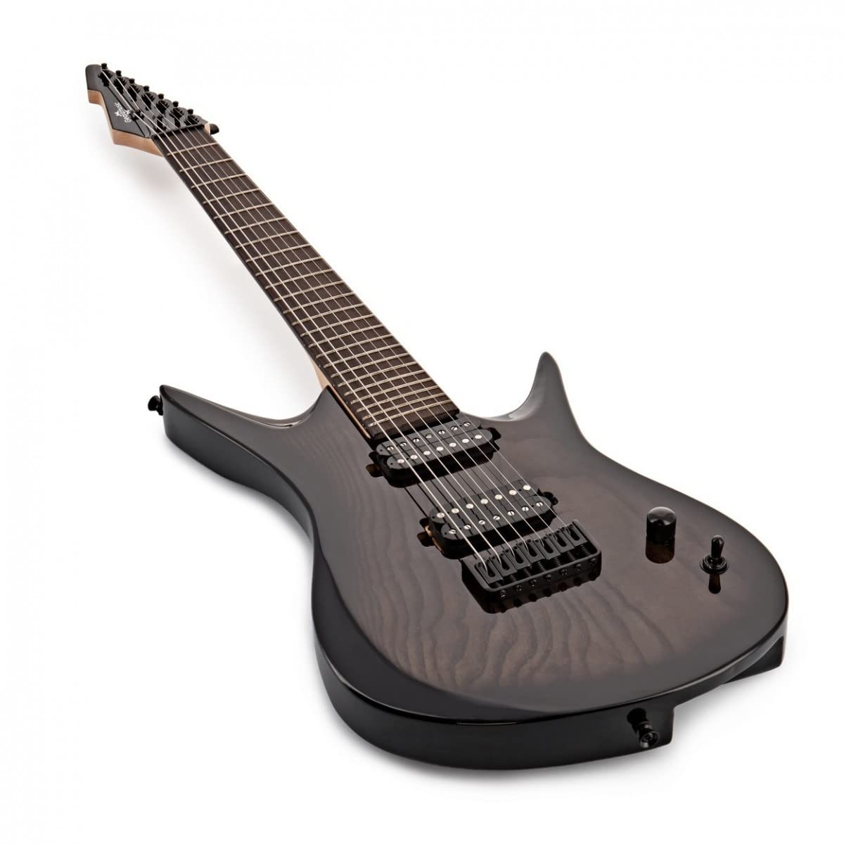 Gear4music Harlem chitarra elettrica 7 corde - Trans Nero | Istantaneamente suonabile per rock moderno e metal, bobina aperta e humbucker chiuso per un tono pieno