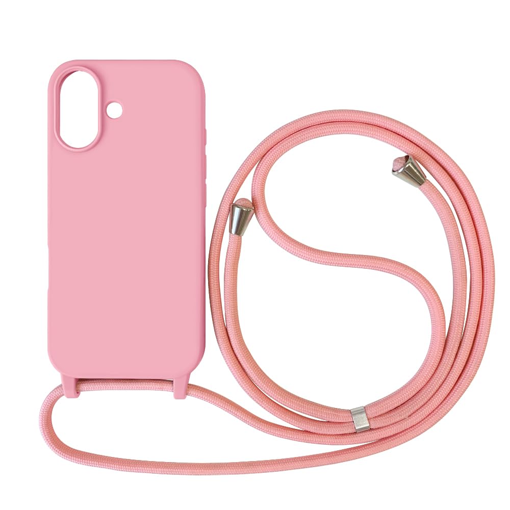 Funda Compatible con iPhone 16(6.1"),Ajustable Collar Correa de Cuello Cordón Cuerda Carcasa TPU Bumper Silicona Skin Caso para iPhone 16(6.1")-Rojo — view 54