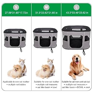   Collapsible-Puppy-Playpen-Cat-Playpen-Crates-for-Dogs-indoor-Portable-Travel-Playpen-Kitten-Foldable-Dog-Cat-kennel-Cage-Enclosed-for-indoor-or-OutdoorsBlack-Grey-