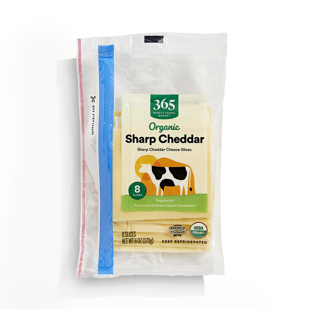 365 by Whole Foods Market Organic Sliced Sharp Cheddar Cheese, 6 OZ