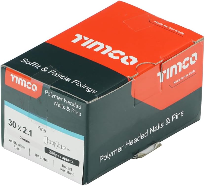 Timco - Polymer Headed Pins - A4 Stainless Steel - Cream (Size 30mm - 250 Pieces)