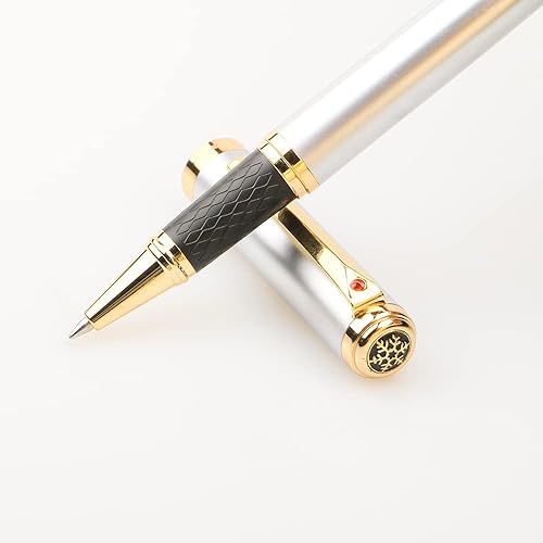 Miniatura 2 de Impresionante bolígrafo de lujo con borde dorado de 24 quilates, punta suiza con recambios de tinta negra, regalo perfecto para hombres y mujeres,