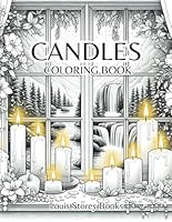 Candles Coloring Book: 30 Glowing "Candles In The Window" Illustrations With Beautiful Outdoor Scenery Coloring Candles: Relaxing Enjoyable Candle Adult Coloring B0CY81C4GL Book Cover