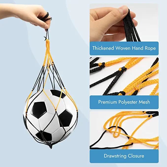 Rete Portapalloni Per Calcio - Borsa A Rete Per 10-15 Palloni - Traspirante E Portatile - Foto 8