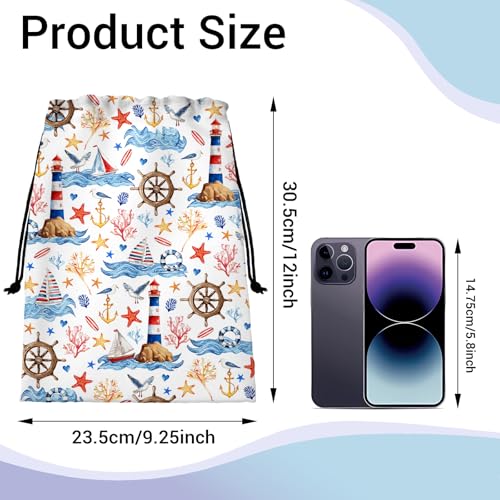 Image of Gymnastics Grip Bag Seaside Sailing Small Drawstring Gym Storage Pouch for Gym Outdoor