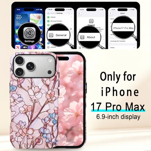 Coque iPhone 17 Pro Max esthétique motif verre teinté compatible MagSafe fleur mate - 2