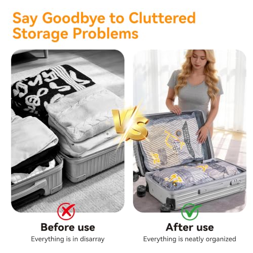 Image of 15-Pack Vacuum Bags for Travel with Wireless Rechargeable Pump, Carry-on Size Compression Packing Bags for Luggage & Suitcase, Space Saver for Clothes & Clothing, 15 Combo Travel Size, Fast 3S Vacuum