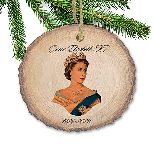 Queen Elizabeth memorabilia gifts Queen Elizabeth Christmas ornament 1926-2022 wooden wood decor Souvenirs for Queen Elizabeth ii wood round Christmas Tree ornament 3″ young Queen Elizabeth picture