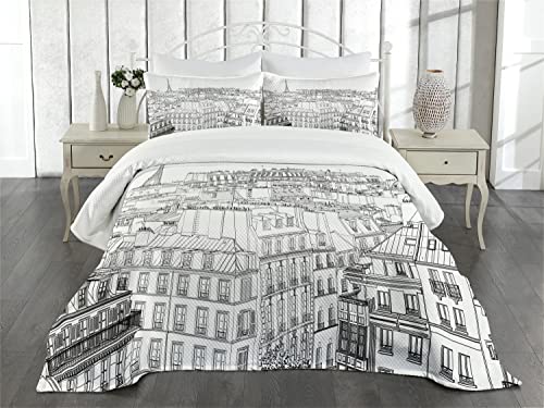 Colcha de París acolchada transpirable tamaño Queen lavable con fundas de almohada 3