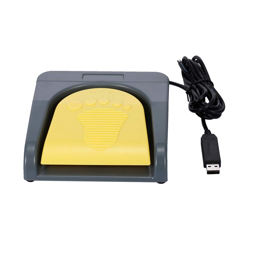 USB Single Foot Switch Game Control One Key Customized Computer Keyboard Action Pedal Grey with Yellow for Gamer Gaming Ethusiast