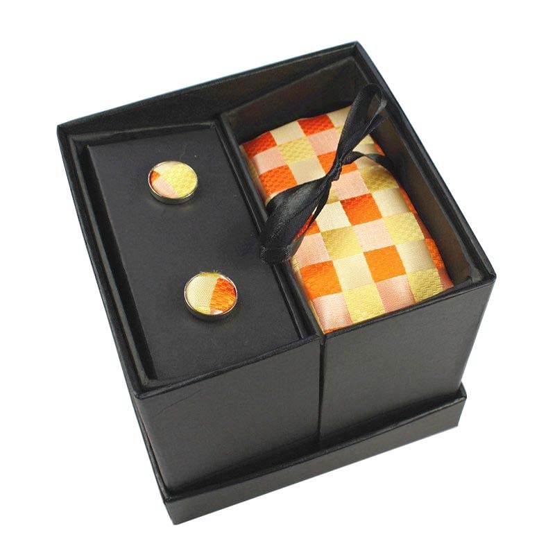 Corbata formal con pañuelo y gemelos para hombre miniatura 2