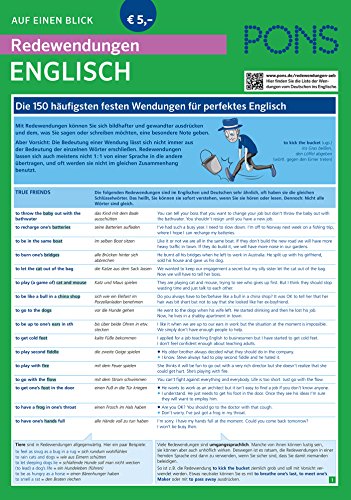 PONS Redewendungen auf einen Blick Englisch: Die 150 häufigsten festen Wendungen für perfektes Eng PONS Redewendungen auf einen Blick Englisch: Die 150 häufigsten festen Wendungen für perfektes Eng