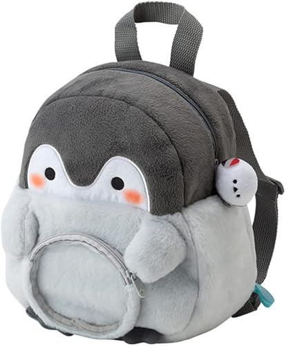 JHTPSLR Mochila de peluche con diseño de pingüino, mochila de felpa kawaii, linda mochila de peluche con animales estéticos japoneses, Pingüino,