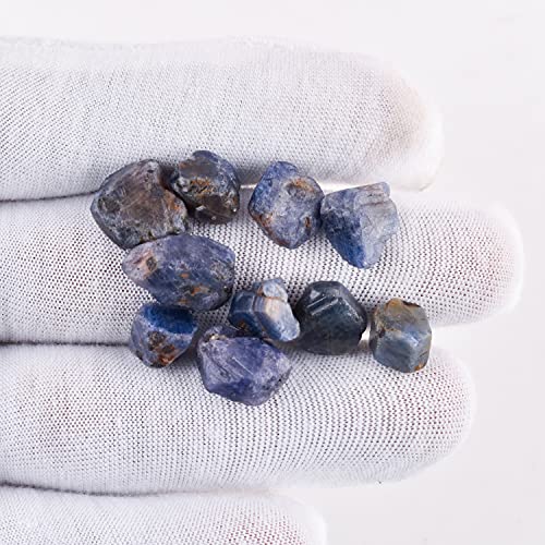 10Pcs Natural Raw African Blue Sapphire Gemstone Rough For Jewelry Making, Raw Crystals Loose Stone Supplies, Wire Wrapping, Chakra Healing Stone, Birthstones, Energy, Diy Jewelry Gift Stone #TOP3