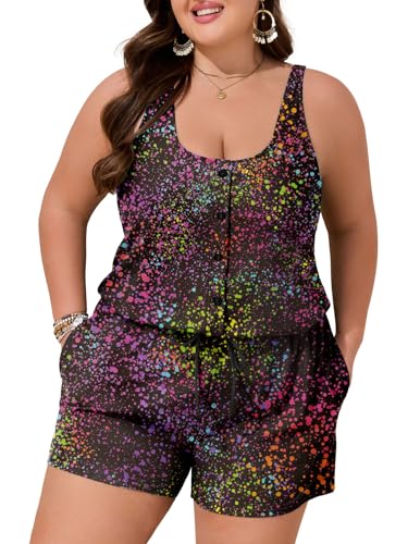 Image of Summer Mae Plus Size Swim Romper One Piece Swimsuit Women Blouson Bathing Suit with Pockets 2026 Modest Swimwear