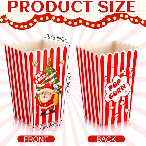 Image of Reallnaive 24 Pcs Christmas Popcorn Boxes Popcorn Paper Boxes Buckets Candy Popcorn Containers Popcorn Accessories Popcorn Tubs Popcorn Party Favors Popcorn Bag for Xmas Movie Night Decor Supplies