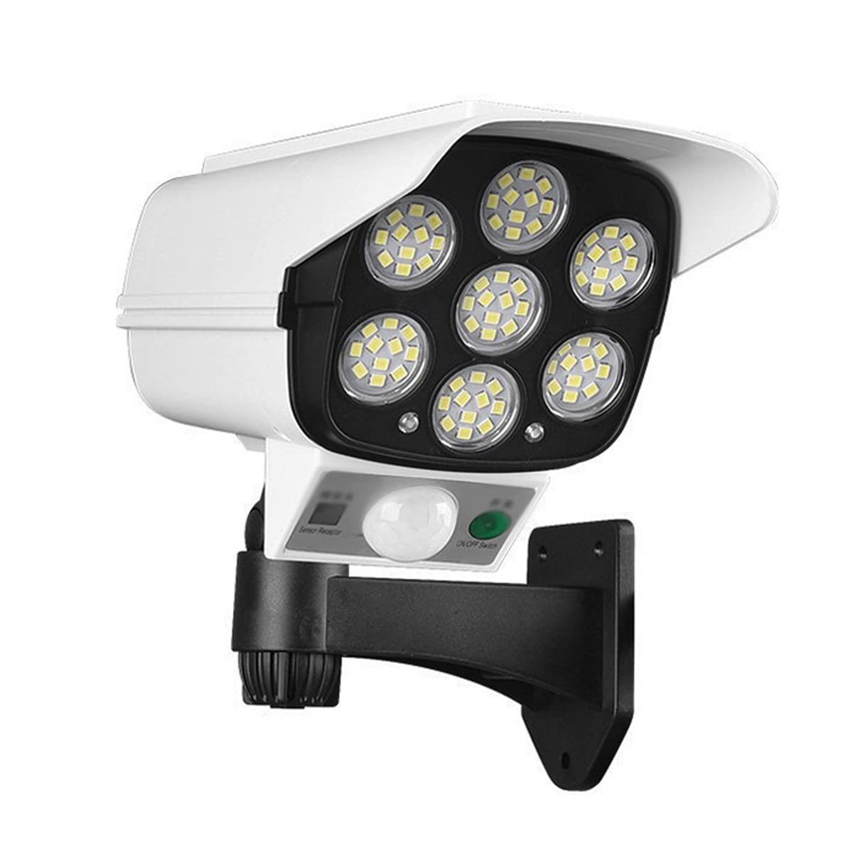 Solar Battery Powered, Fake Security Camera, Dummy Cameras, Outdoor LED Solar Light Simulation Monitoring Solar Human Body Induction Wall Motion Sensor Spotlight,1PCS