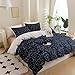 ECOCOTT Duvet Cover Queen, 100% Natural Cotton 1 Duvet Cover +2 Pillowcases Bedding Set,Navy and Cosmic Constellation Reversible Printed Pattern Soft Cozy Breathable and Durable Duvet Cover Set