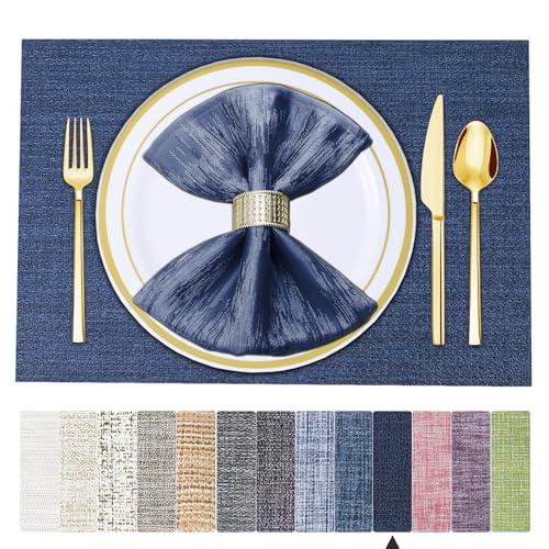 BETEAM Placemats Set of 12, Woven Vinyl Placemat for Dining Table Washable Wipeable Kitchen Place Mats Durable Indoor Outdoor Table Mats by BETEAM - Used condition - US$22.86
