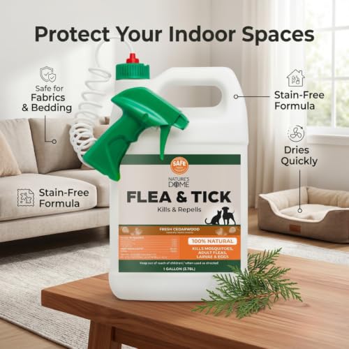 Image of Cedarwood Oil for Pest Control - Nature's Dome Cedarwood Flea and Tick Spray 128 Oz | 1 Gallon Refill for Lawn, Patio, Carpets & Pet Areas | Kills & Repels Fleas, Ticks and Mosquitos | Plant-Based