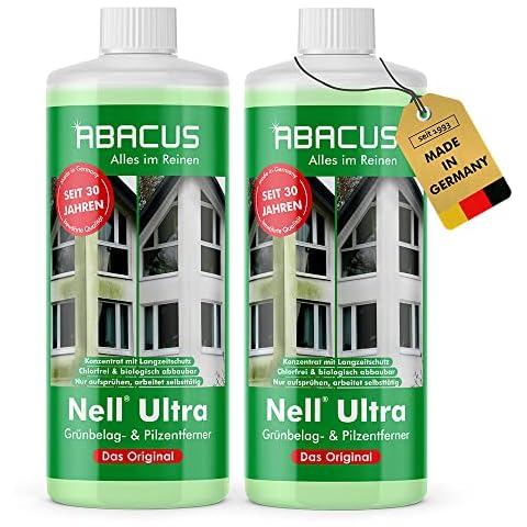 Nell Ultra Grünbelagentferner & Algenentferner Konzentrat, extrem stark! Entfernt Grünbelag & Algen selbsttätig mit Langzeitschutz Cover
