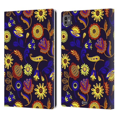Étui portefeuille iPad Pro 11 M4 Haroulita en cuir motif ethnique d'or