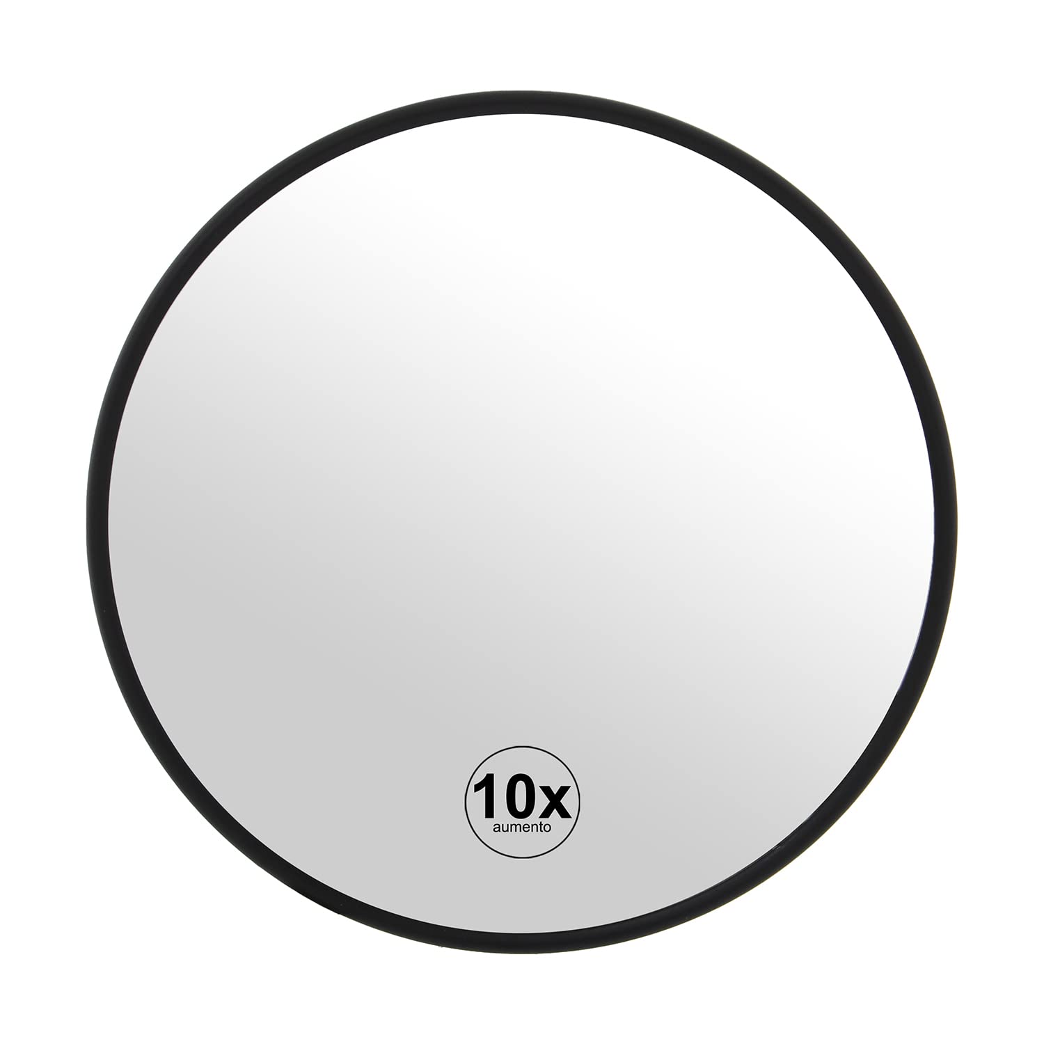 DRW Runder Spiegel mit Saugnäpfen und 10-facher Vergrößerung aus Metall, Schwarz, 15 x 1,5 cm