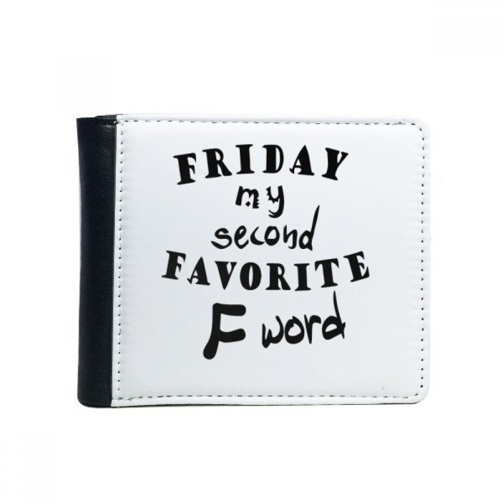 DIYthinker English Word Design Friday My Second Favorite Flip Bifold Faux Leather Wallet Multi-Function Card Purse