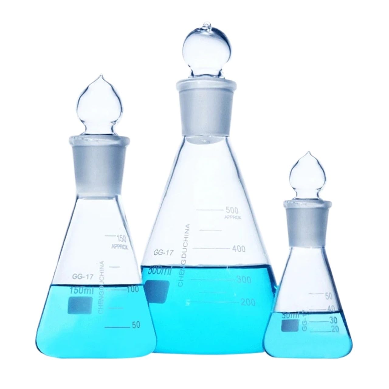 Kolba szklana do laboratorium, z korkiem 19/26 24/32 29/32 usta 25/100/250/500/1000ml trójkątna kolba stożkowa podziałką szkło laboratoryjne(IV 50ml)