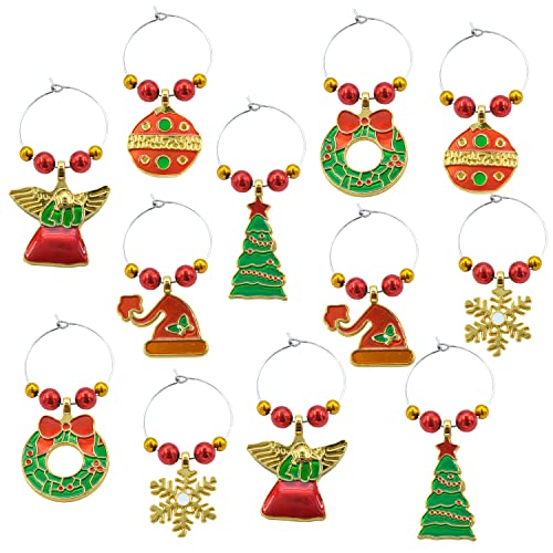 Season 4 Sparkles Set of 12 Christmas Wine Glass Charms - 6 Different Designs - No More Wrong Glass