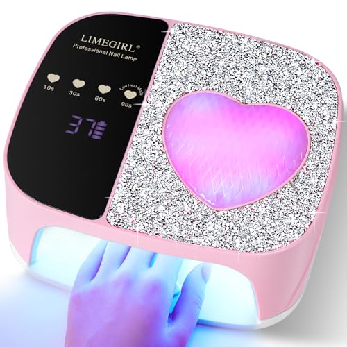 Image of LIMEGIRL UV LED Nail Lamp Kit for Gel Polish Professional Fast Curing Pink Dryer Light Set with 4 Timer Settings Cordless Rechargeable Nail Art Cure Machine for Manicure Pedicure at Home and Salon