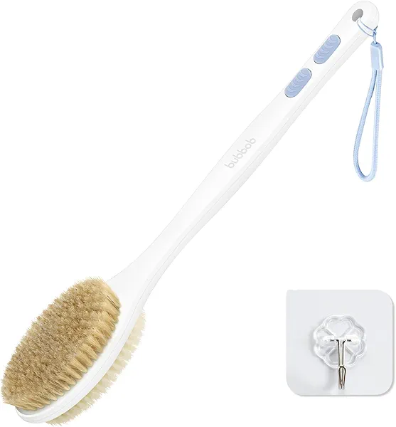 Bubbob Back Scrubber, Back Scrubber for Shower, Bath Brush Long Handle for Shower with Double Sided Bristles for Wet or Dry Brushing (Blue)