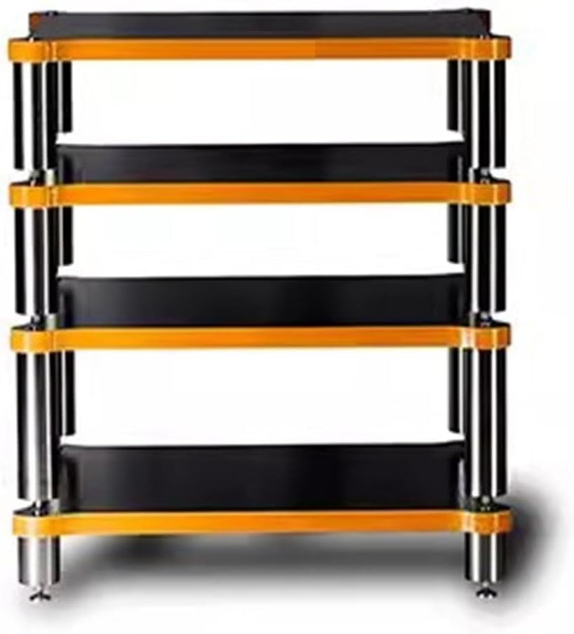 Speaker Stand,4-Layer HiFi Audio Rack - Solid Wood AV Stand for Record Player & Amplifier, Equipment Cabinet for Home Theater, Black (Size: 60x78x48cm)