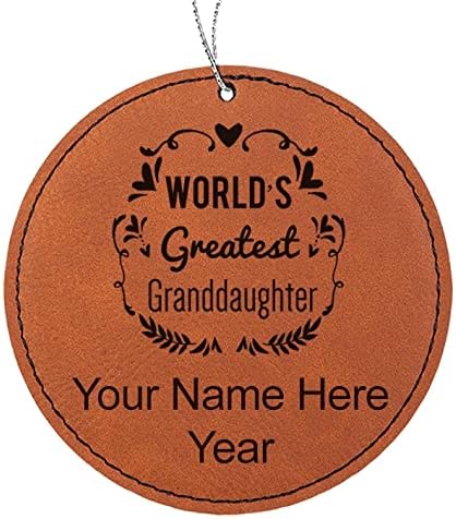 Miniatura 9 de LaserGram Personalized Christmas Ornament, World's Greatest Granddaughter, Faux Leather, Custom Laser Engraved Gift Idea (Round Shape, Pink)