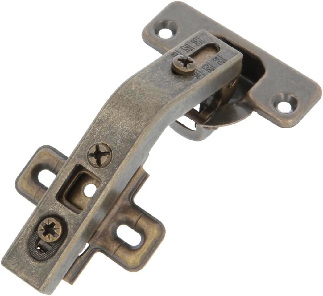Amig Pack of 20 Hinges, Straight Bowl, Ø35 mm, with Quick Release Latch, Hole Spacing 48 mm, Chamfer +25°, for Kitchen Cabinets, Steel Leather