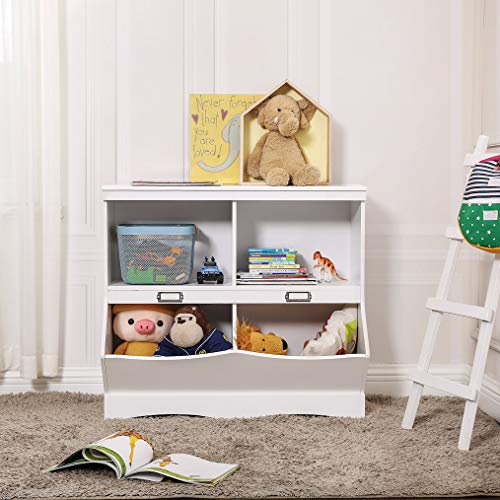 Decopatent Spielzeugschrank/Bücherregal für Kinder - Holzschrank für Kinderzimmer - Zur Aufbewahrung von Spielzeug, Kuscheltieren, Heften. Kinderzimmer Lagerschrank in Weiß – Bild 7