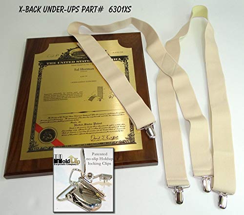 Holdup Suspender Company Hidden Undergarment X-back Beige Suspenders with No-slip Silver Clips - Thumbnail 4