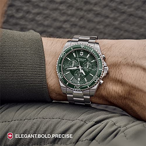 Victorinox Stainless Steel Men Swiss Army Maverick Chrono 241946 Herrenchronograph Analog Watch, Green Dial, Green Band - Image 6