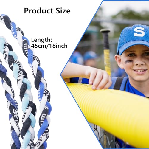 3 Pieces Baseball Necklaces Three Colors Three Braided Rope Tornado Titanium Necklaces Sport Rope Necklaces for Boys Men Player2