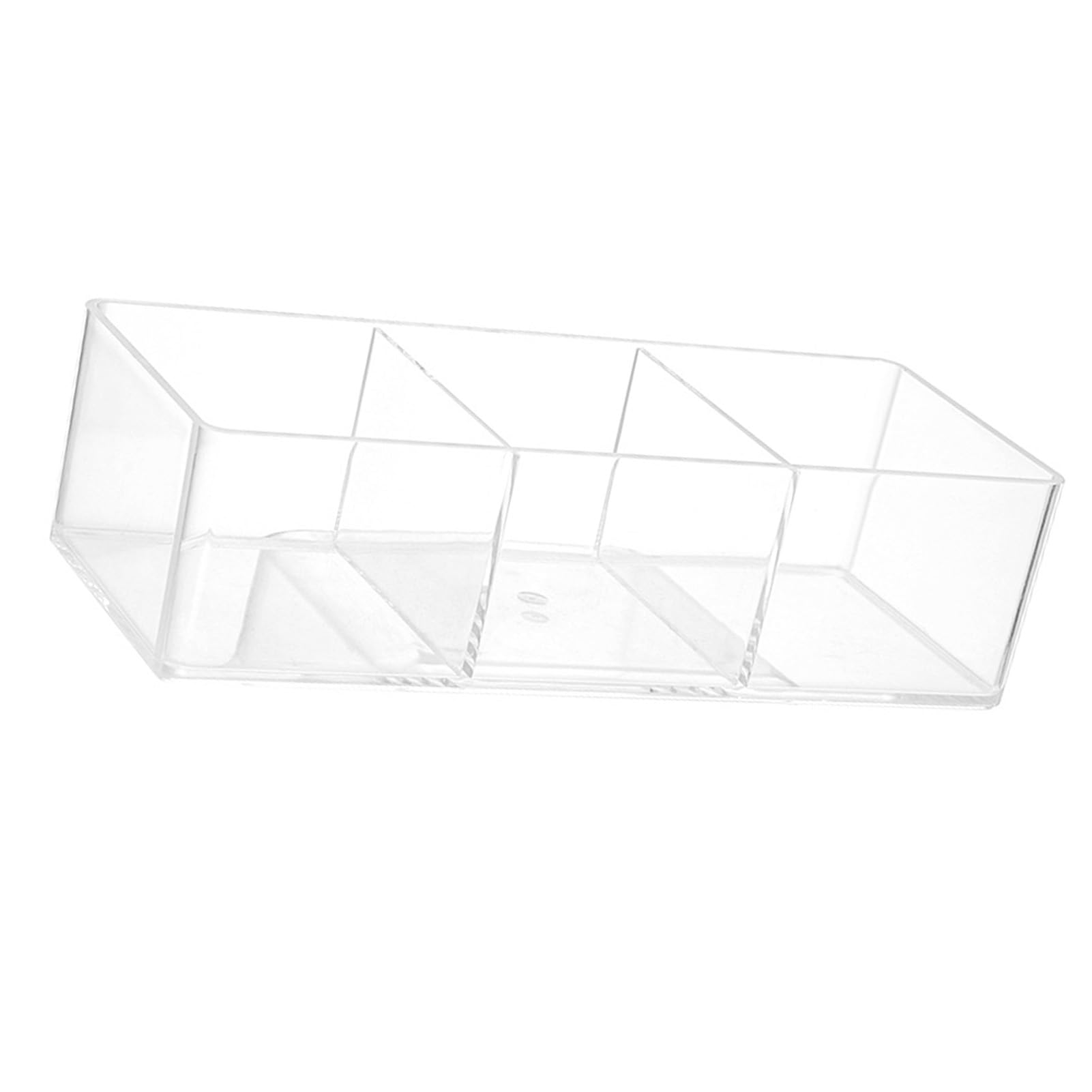 Jelquix Acrylic Makeup Organizer Clear Cosmetic Storage Box 3 Compartments For Bathroom Vanity, Compact Size, Transparent Material
