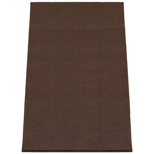 Image of Absorbent Dog Door Mat for Muddy Paws, 72 inch x 48 inch Chenille Indoor Mats for Entryway, Trap Dirt Front Door Mat Indoor Entrance Washable Non Slip Soft Brown