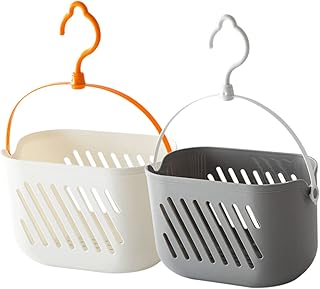 BRIGHTFUFU 2pcs Hangable Storage Basket Bed Hanging Organizer Flower Hanging Basket Fruits Basket Bath Toy Plant Baskets Potato Basket Wall Basket Wall-mounted Toothpaste Plastic