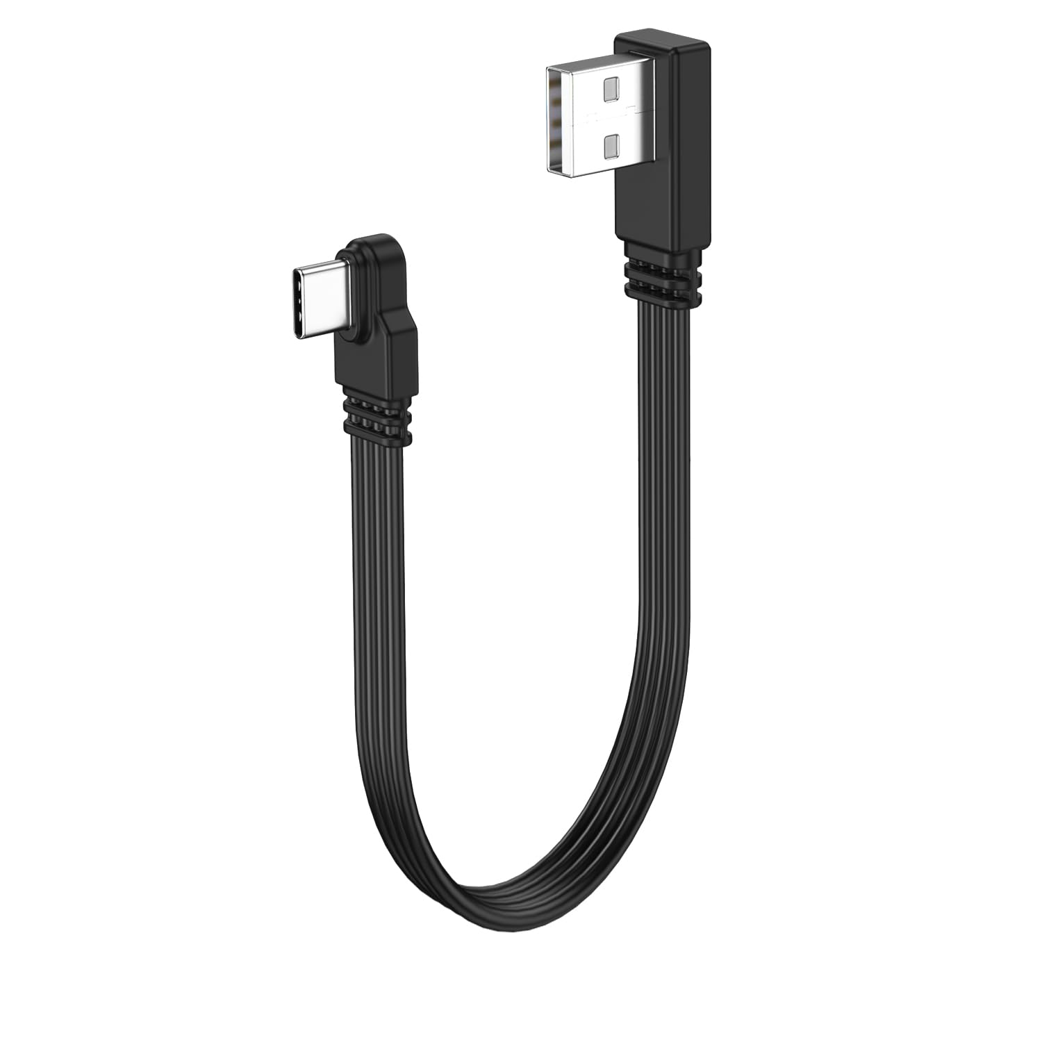 LANMINGLEL Cavo USB 2.0 corto piatto a 90 gradi da maschio a tipo C, cavo dati piatto morbido 480 Mbps, per telefoni, tablet, computer portatili, 30 cm (angolo di destra)