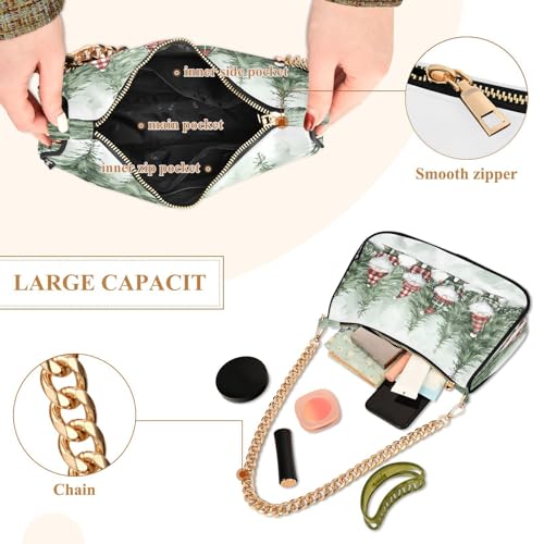 Shoulder Bags for Women Christmas Gnomes Tote HandBag Shoulder Bags purse with Chain Zipper Closure4